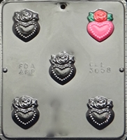 3058 Heart Charms with Rose Pieces