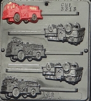 3313 Fire Truck Lollipop Chocolate Candy Mold