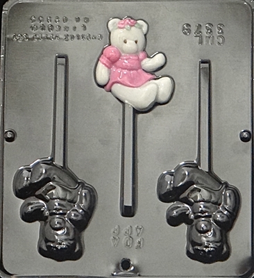 3379 Girl Teddy Bear Lollipop Chocolate Candy Mold