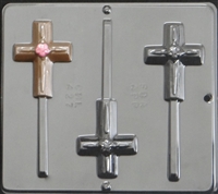 427 Cross with Flower Lollipop Chocolate Candy Mold