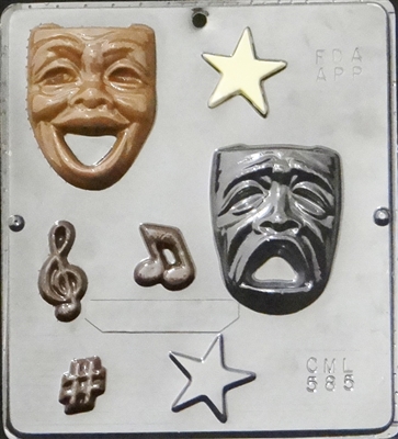 585 Comedy Tragedy Drama Theater Faces Chocolate
Candy Mold