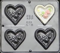 610  Heart with Roses Chocolate Candy Mold