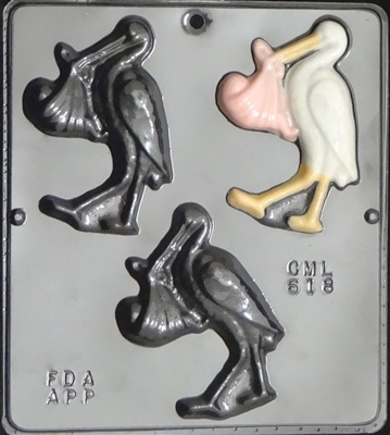 618 Stork with Baby Chocolate Candy Mold