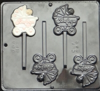 646 Baby in Carriage Lollipop Chocolate Candy 
Mold