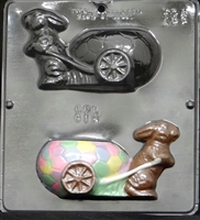 814 Bunny Pulling Egg Cart Assembly Chocolate Candy Mold