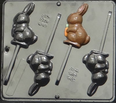 856 Bunny with Carrot Lollipop Chocolate Candy Mold