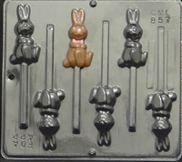 857 Hopping Bunny Lollipop Chocolate Candy Mold