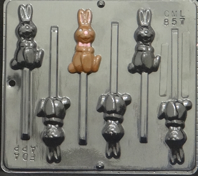 857 Hopping Bunny Lollipop Chocolate Candy Mold