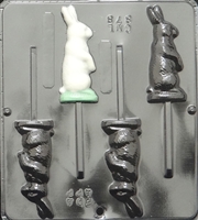 878 Bunny Standing Lollipop Chocolate Candy Mold
