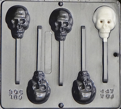 906 Skull Lollipop Chocolate Candy Mold