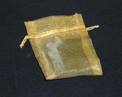 BA-50-15 Gold Organza Sheer Pouch. Drawstring close 3" x 4"  Quantity 12