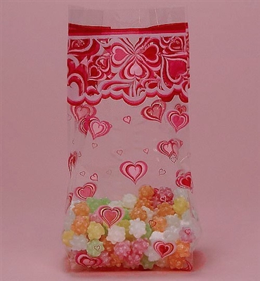 BAP-05-25 Groovy Hearts printed cello bag. Qty. 25