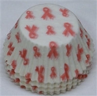 BC-10-50 Pink Awareness Ribbon on White Standard Baking Cup 50 ct.