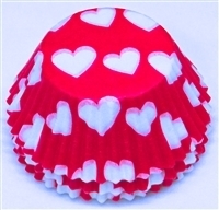 BC-12-50 White Hearts on Hot Pink Standard Baking Cup 50 ct.