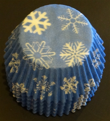 BC-16-50 Snowflake printed on Lt. Blue Standard Baking Cup 50 ct.