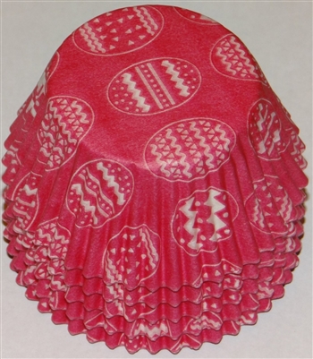 BC-17-50 White Easter Eggs on Hot Pink Standard Baking Cup 50 ct.