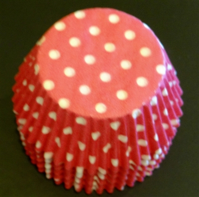 BC-21-50 White Polka Dot on Hot Pink Standard Baking Cup 50 ct.