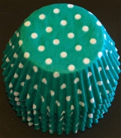 BC-22-50 White Polka Dot on Teal Green Standard Baking Cup 50 ct.