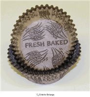 BC-23-50 "Fresh Baked" printed Brown/Beige Standard Baking Cup 50 ct.