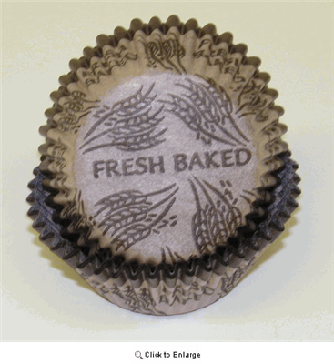 BC-23-50 "Fresh Baked" printed Brown/Beige Standard Baking Cup 50 ct.