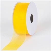 R-65 Daffodil (yellow) sheer organza ribbon. 5/8" x 25yds.