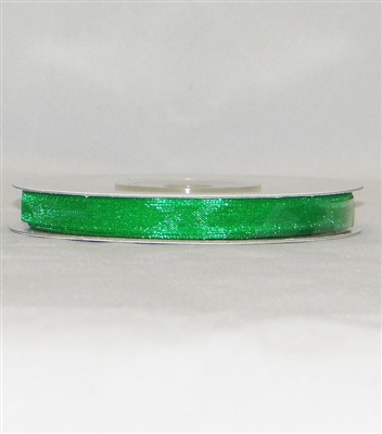 RN-17 Emerald Green sheer organza ribbon 1/4" x 25yds. 