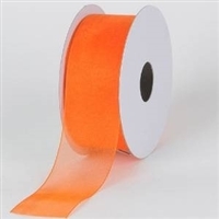 RO-95-25 Orange sheer organza ribbon. 1 1/2" x 25yds
