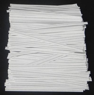 TP-05-100 White paper twist tie. 3 1/2" Length Quantity 100 