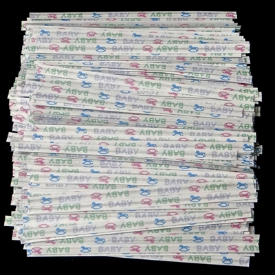 TTP-08-500 Baby Print paper twist tie. 3 1/2" Length Quantity 500