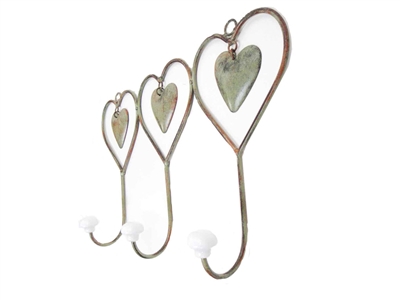 Trio heart wall coat hook