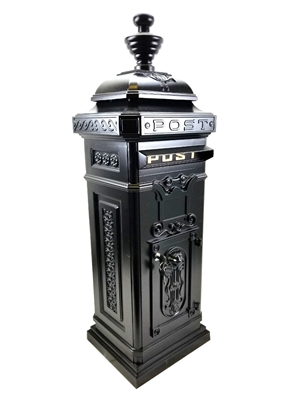 Large freestanding cast metal post box