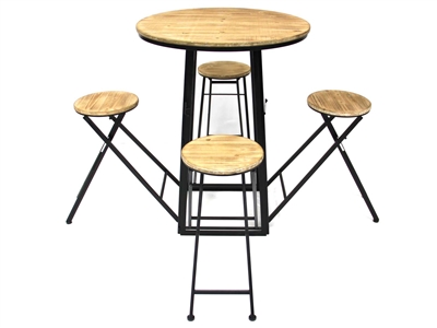 Industrial Round Folding Table and Stools