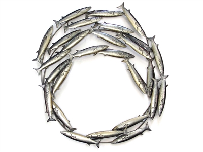 Fish Shoal Swirl metal wall art