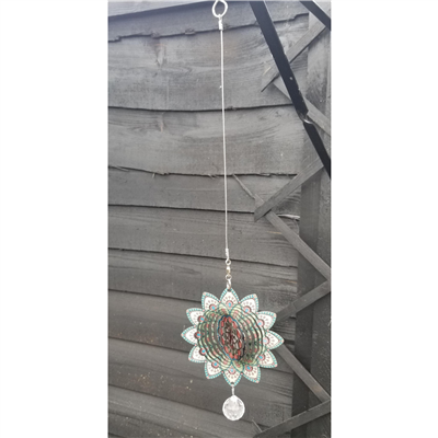 Stainless steel garden wind spinner with crystal