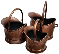 SK9631 - Set Of 3 Copper Finish Coal Buckets