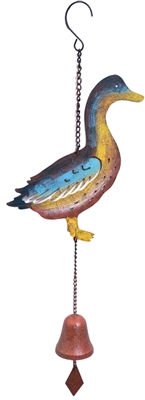 SK10536 - Metal Rustic Hanging Bell - Duck Design