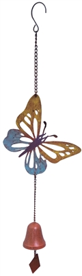 SK10537 - Metal Rustic Hanging Bell - Butterfly Design