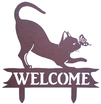 SK10539 - Garden Welcome Sign Stake - Cat Design