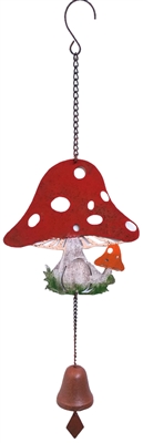 SK10542 - Metal Rustic Hanging Bell - Mushroom Design