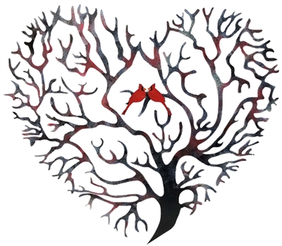 SK10559 - Metal Wall Art - Heart Tree and Lovebirds