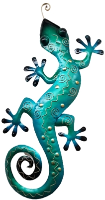 Metal Wall Art - Large Blue Gecko