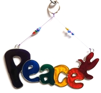 SK10596 - Resin Suncatcher - Rainbow Peace Design