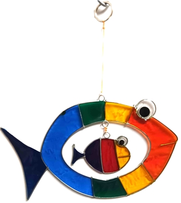 SK10603 - Resin Suncatcher - Rainbow Double Fish Design