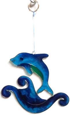 SK10605 - Resin Suncatcher - Blue Leaping Dolphin Design