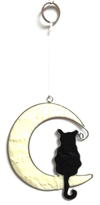 SK10613 - Resin Suncatcher - Black Cat on the Moon Design