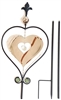 Decorative Garden Stake and Stainless Steel Wind Spinner - Heart Design