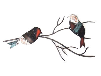 Vintage bird pair metal wall art