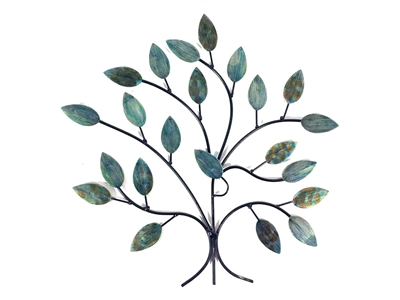 Cool blue tree metal wall art