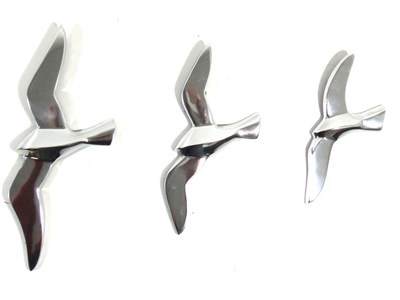 Set of 3 seagull birds metal wall art