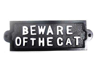 Cast iron sign, 'BEWARE OF THE CAT'